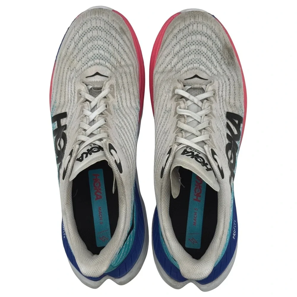 Hoka Mach 5 Men's Size 12 D Running Shoes White Blue Pink PROFLY+1127893 WSBB‎